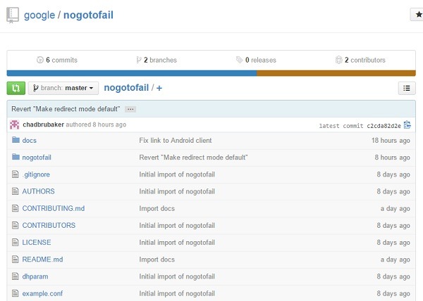 Google nogotofail su Github