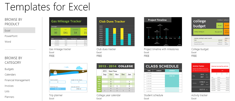 Modelli di Excel in Office online