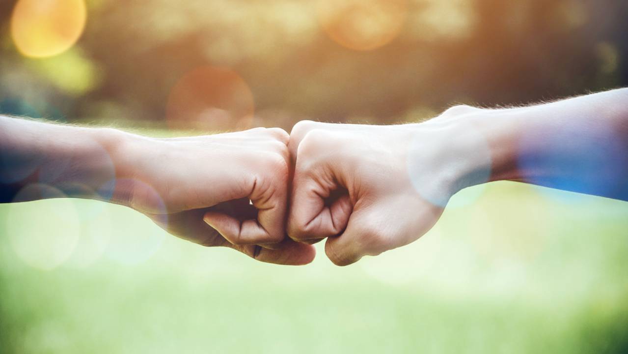 due mani che trovano contatto in segno di collaborazione