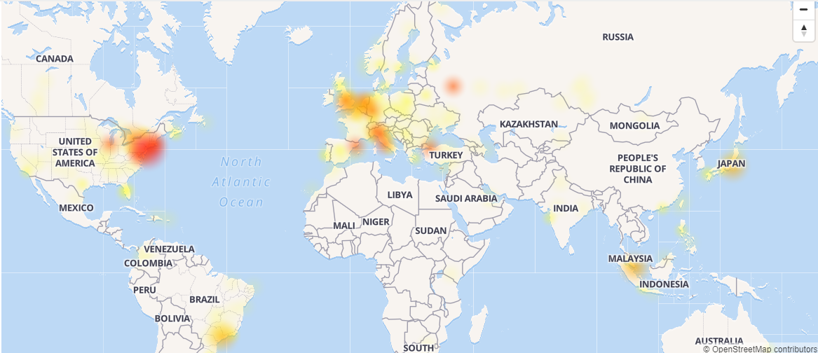 Mappa del disservizio di Instagram