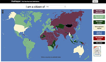 Visa mapper permette di scoprire dove è necessario il visto