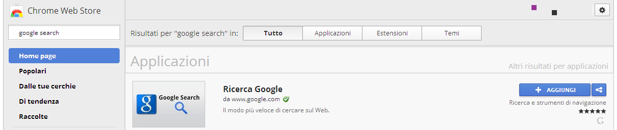 Installa la web app Ricerca Google