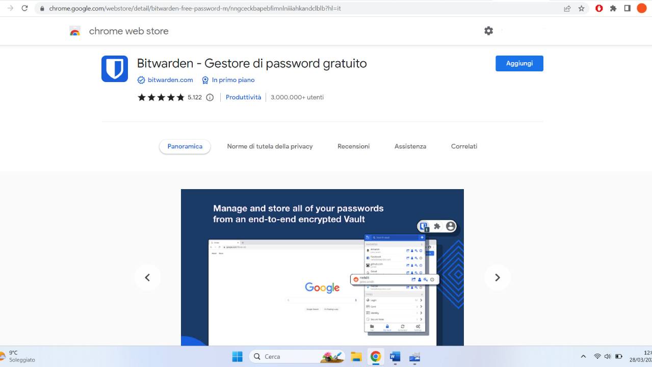 estensione browser Bitwarden