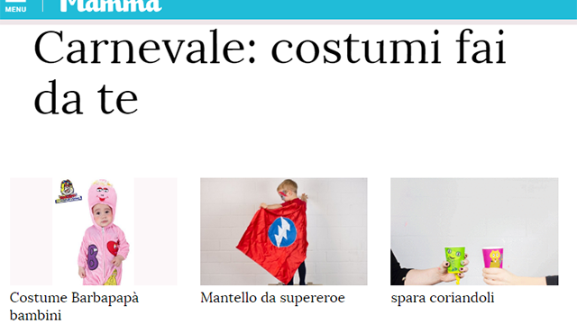 Maschere bambini su Pianeta mamma