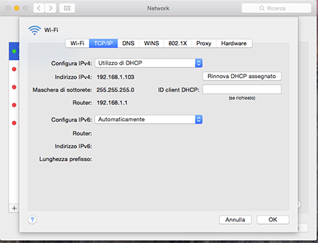Trovare l'indirizzo del router con OS X