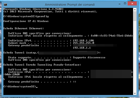 Trovare l'indirizzo del router con Windows