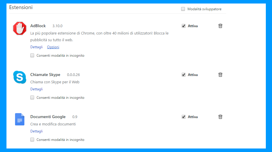 estensioni chrome