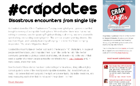 Crap Dates l'home page del sito dedicato al libro