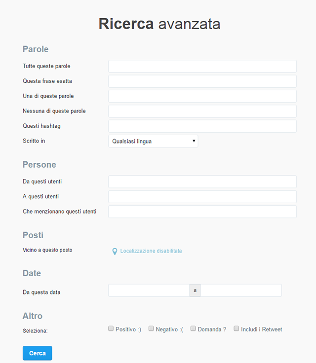 Ricerca avanzata Twitter