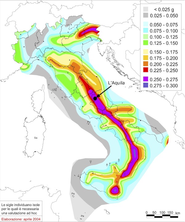 Mappa sismica dell'Italia realizzata grazie ai big data