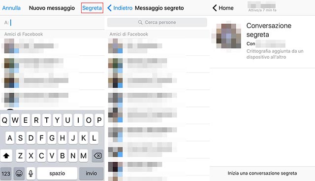 Come inviare messaggi criptati Facebook con l'iPhone