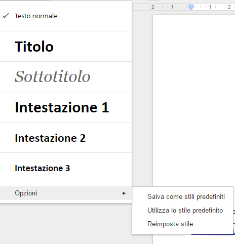 stili di testo a google docs