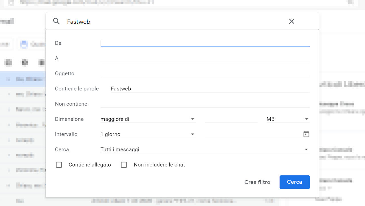 gmail ricerca avanzata
