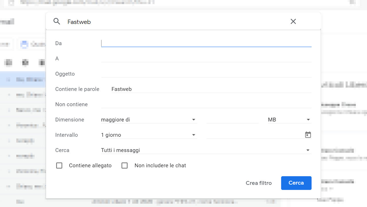 gmail ricerca avanzata