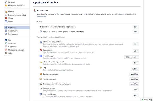 notifiche facebook pc