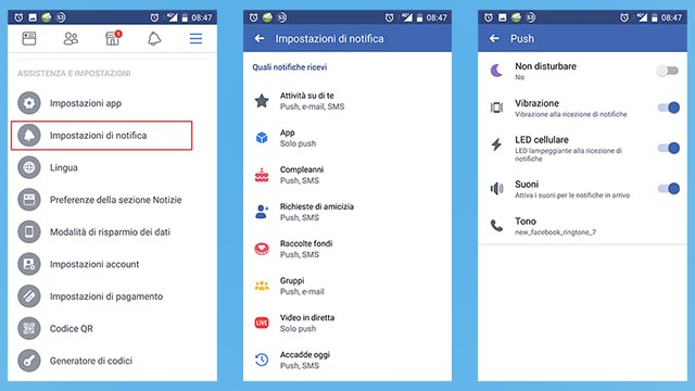 notifiche app facebook