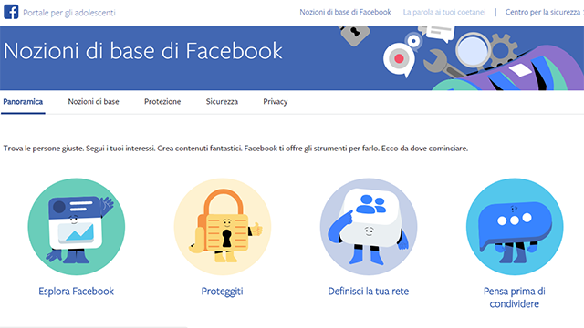 La sezione con gli strumenti per utilizzare al meglio Facebook