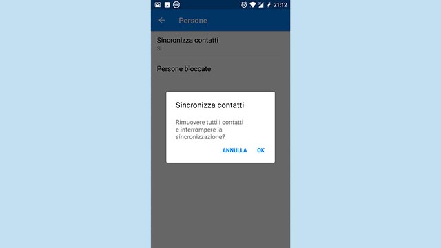sincronizzazione contatti facebook