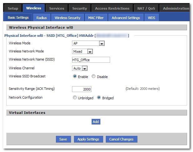 Pannello di controllo DD-WRT