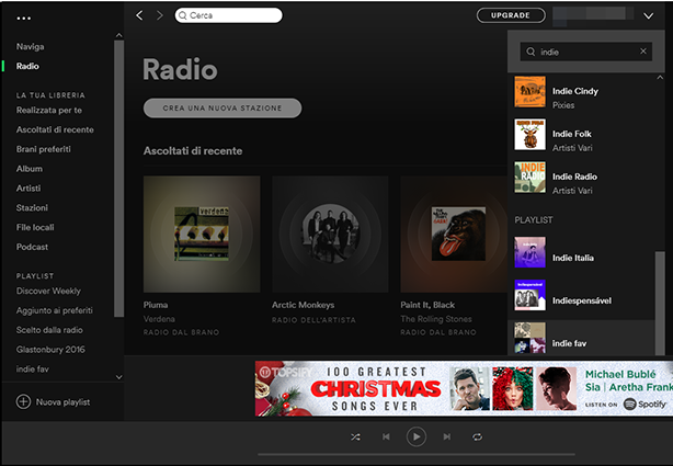 Creare radio su Spotify