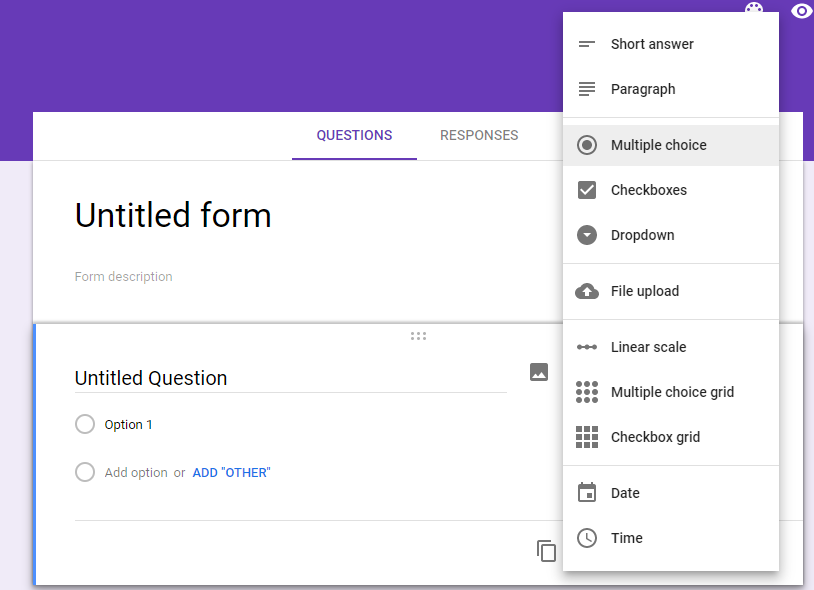 Tipologia di domande Google Forms