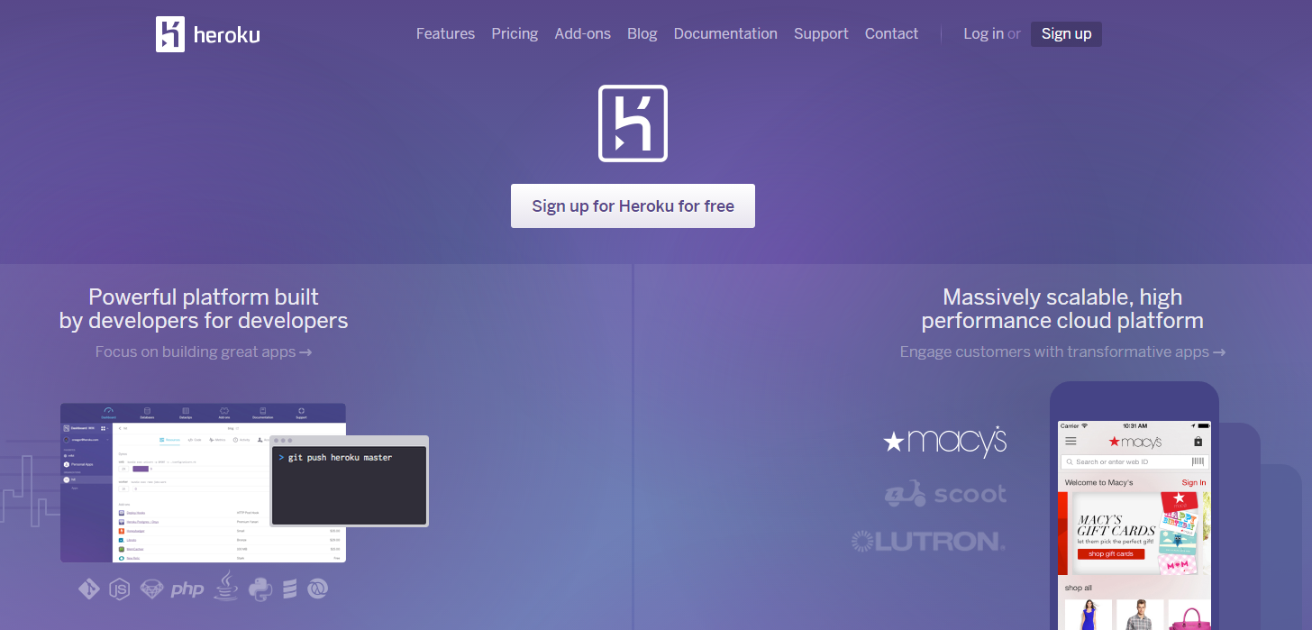 Homepage di Heroku