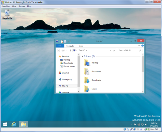 Una macchina virtuale installata su Windows 8