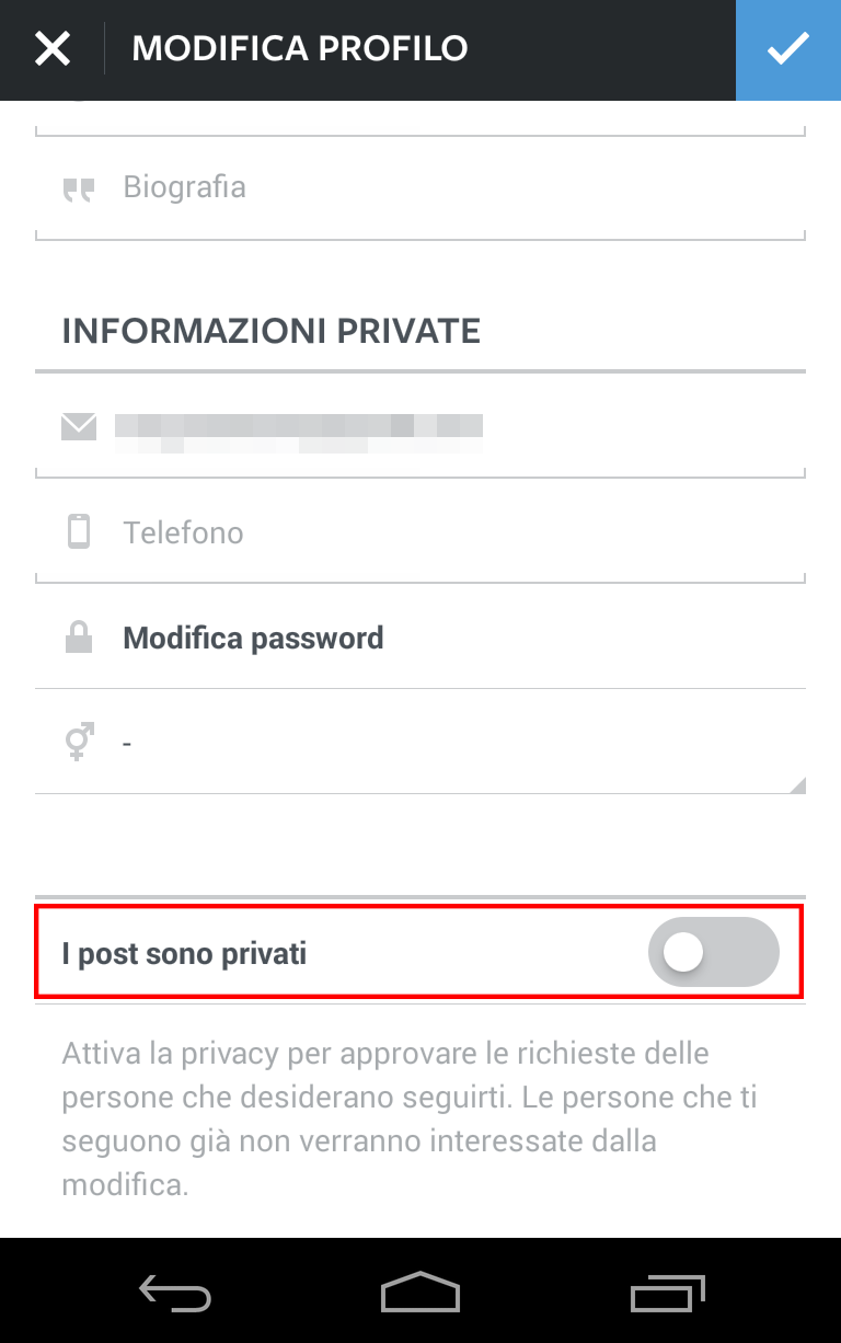 Post privati su Instagram