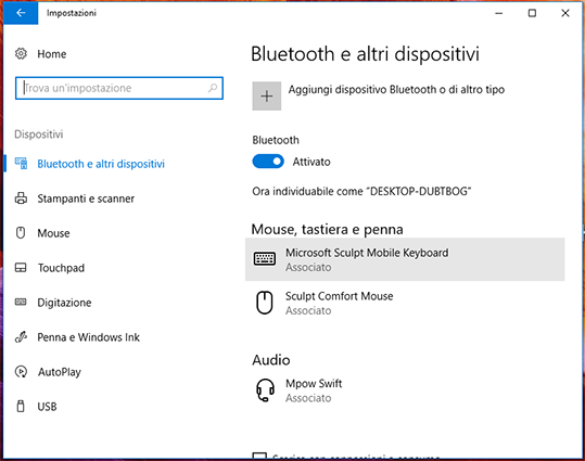 Come disattivare Bluetooth Windows 10