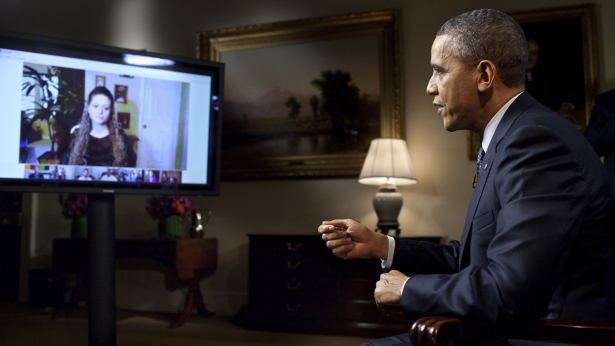 Obama nel corso di un Hangout