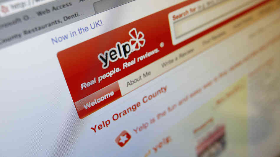 Parte della homepage di Yelp