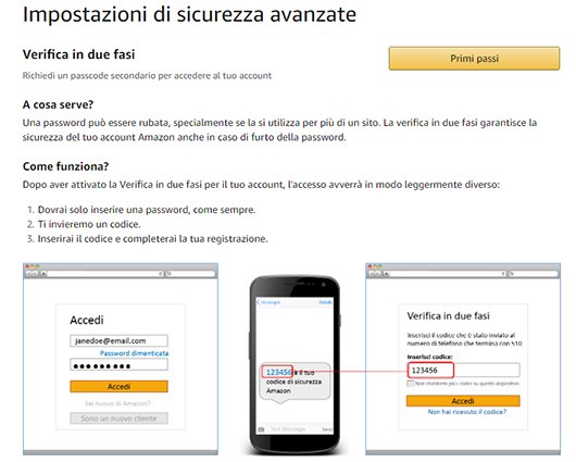 Verifica in due passaggi su Amazon