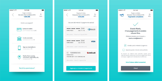 L'interfaccia dell'app di PagoPA
