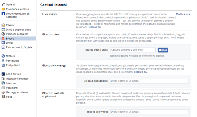 Bloccare su Facebook