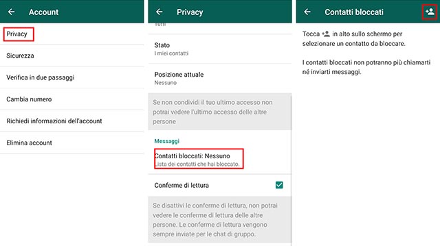 Bloccare su WhatsApp