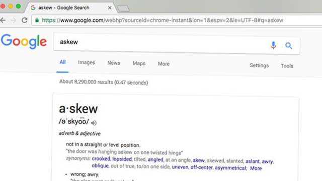 Cercare askew su Google