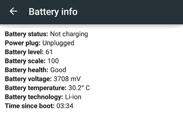 Status batteria Android