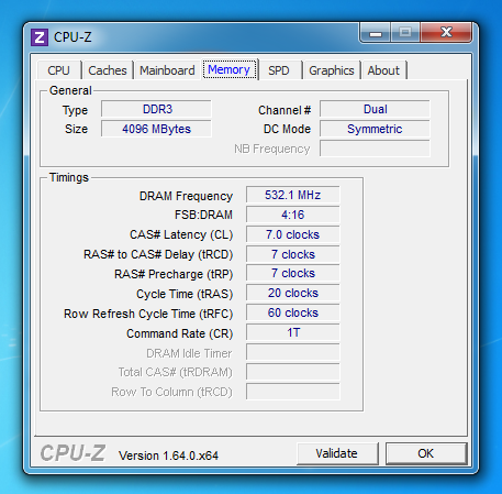 Altra schermata di CPU-Z dalla quale ricavare le informazioni su tipo di memoria e frequenza di lavoro