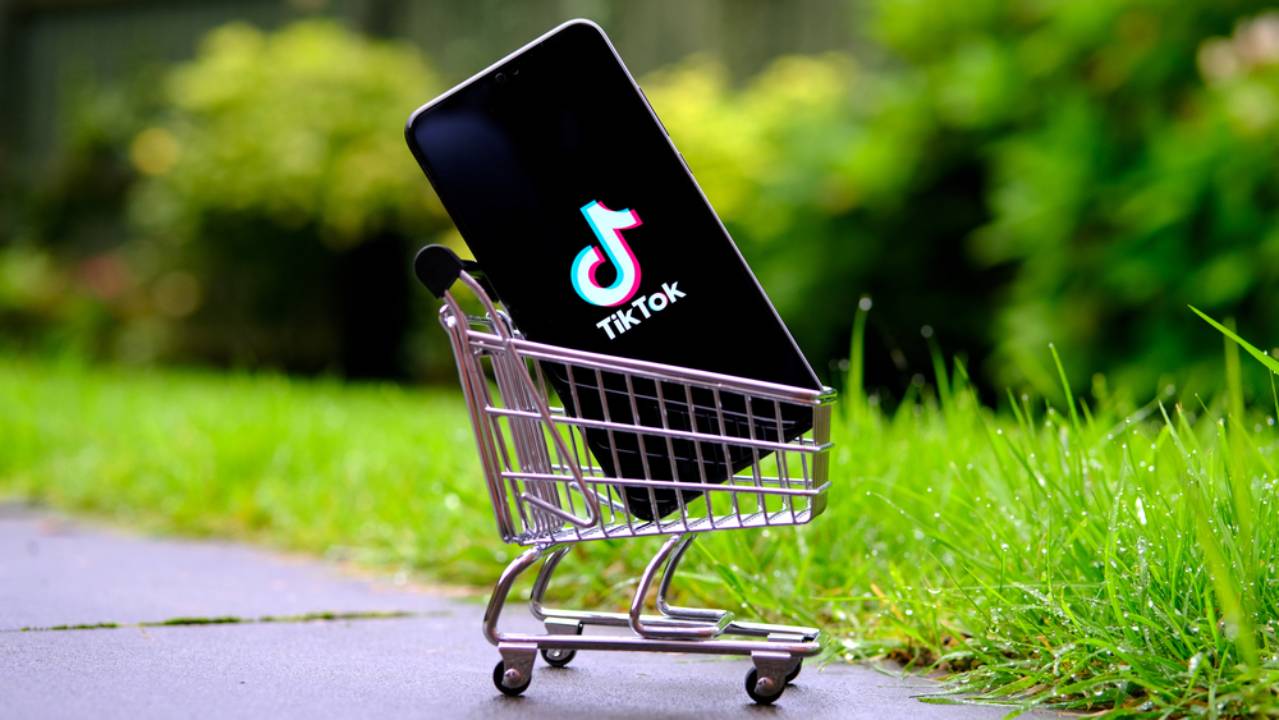 TikTok dentro un carrello della spesa