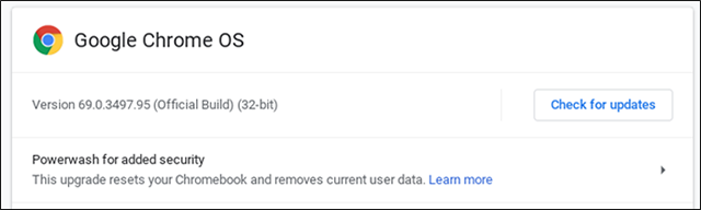 Aggiornamenti powerwash Chromebook