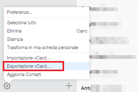 Esportare i contatti con iCloud