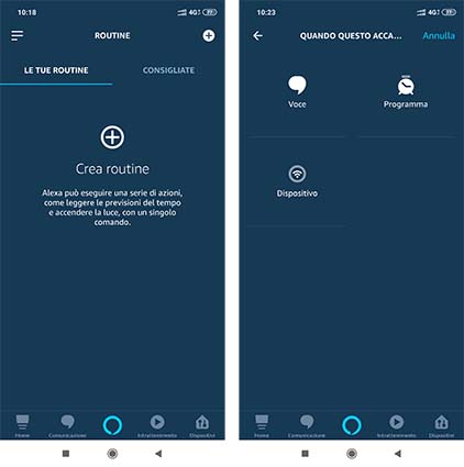 Creare routine con Alexa
