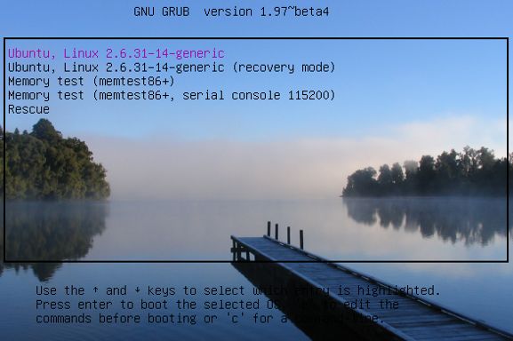 Schermata di GNU GRUB