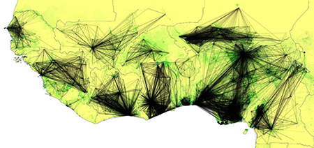 La mappa realizzata da Flowminder con i dati degli operatori telefonici