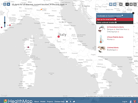 HealthMap,
  la situazione in Italia