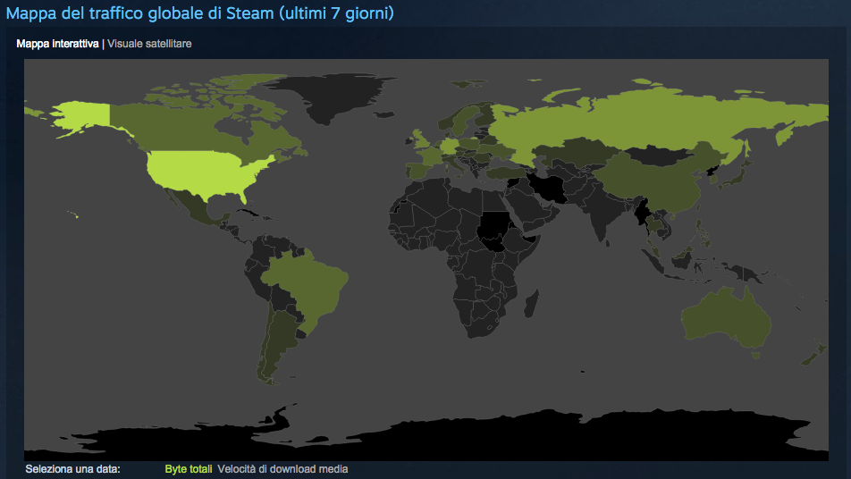 Mappa del traffico globale di Steam