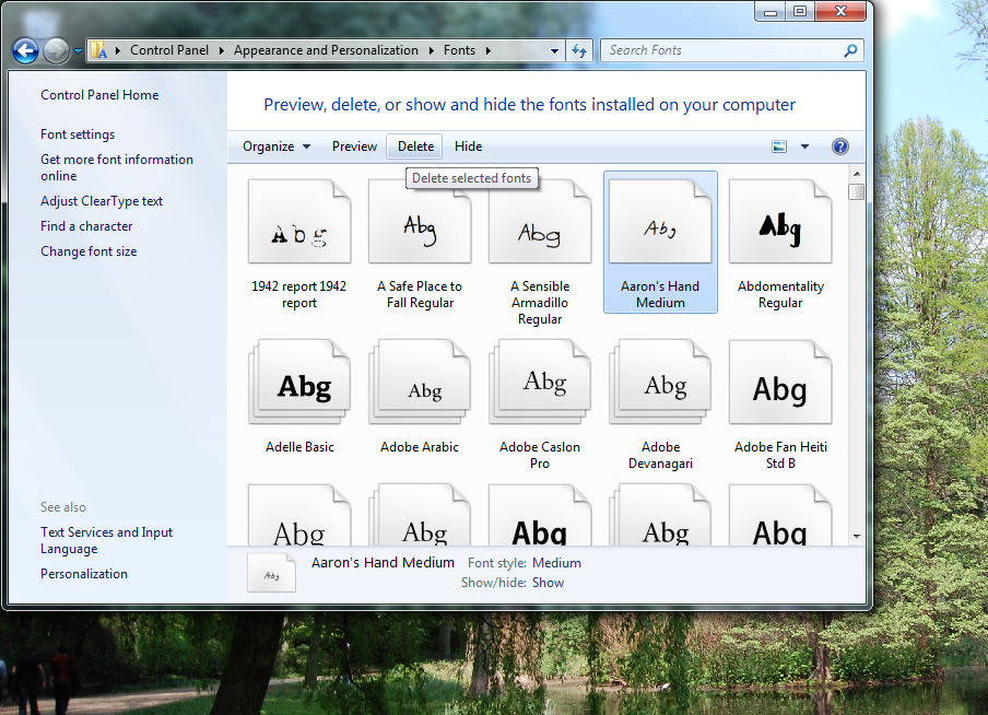 Eliminare un Font in Windows