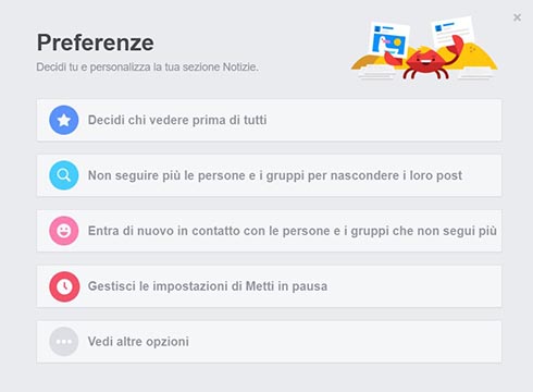 preferenze news feed