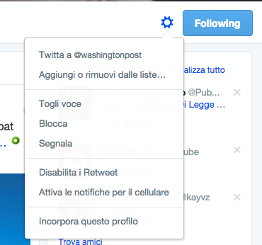 Gestione liste Twitter