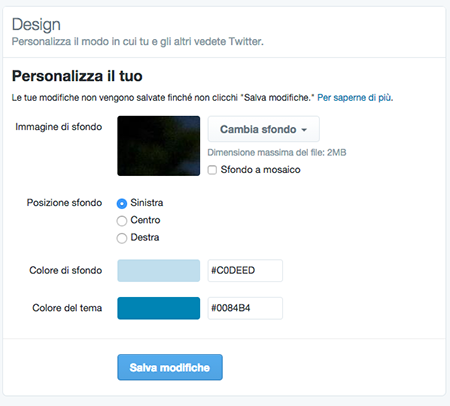 Personalizzare profilo Twitter